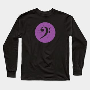 Bass Player Gift - Vintage Style Purple Bass Clef Long Sleeve T-Shirt